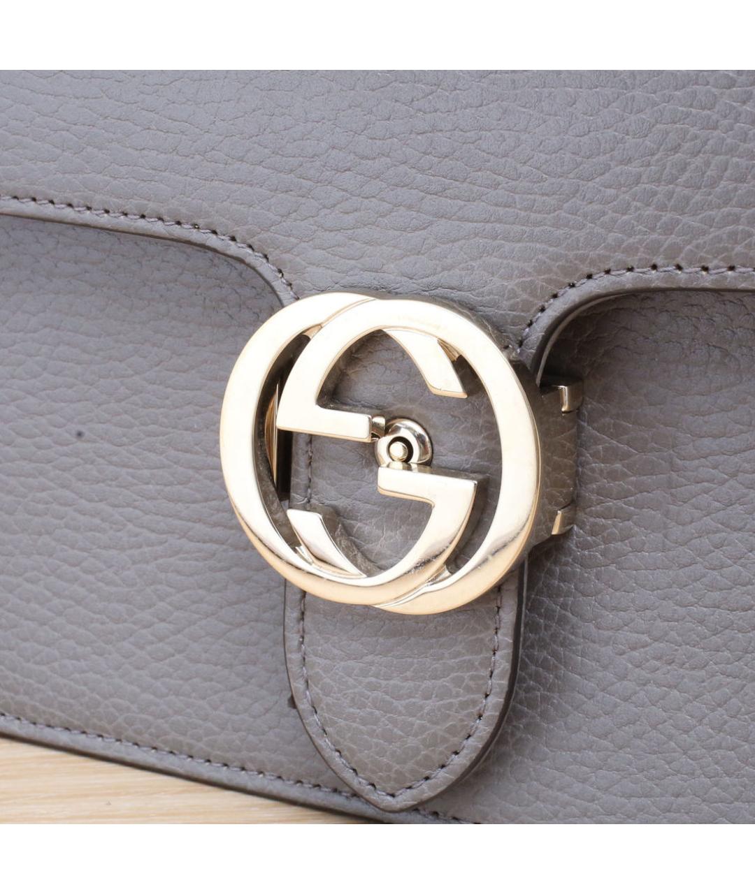 GUCCI Серая кожаная сумка через плечо, фото 8