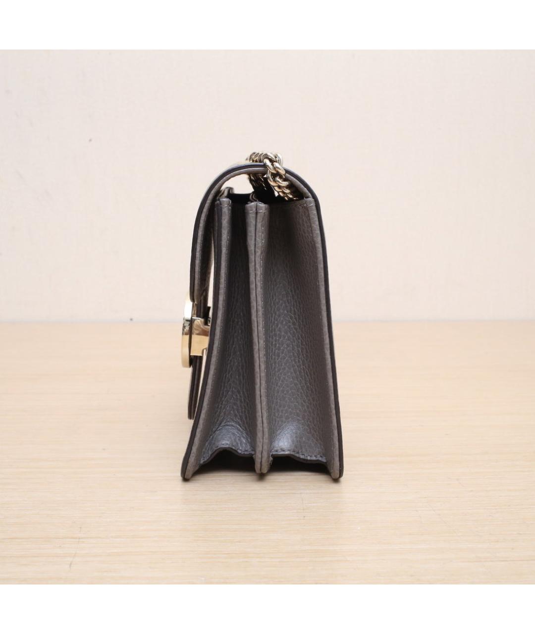 GUCCI Серая кожаная сумка через плечо, фото 5