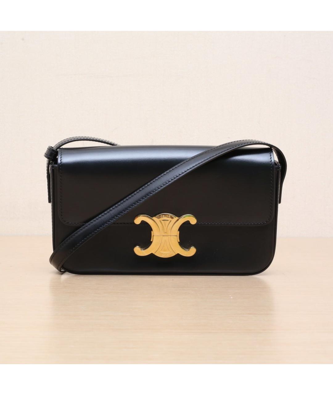 CELINE Черная кожаная сумка через плечо, фото 3
