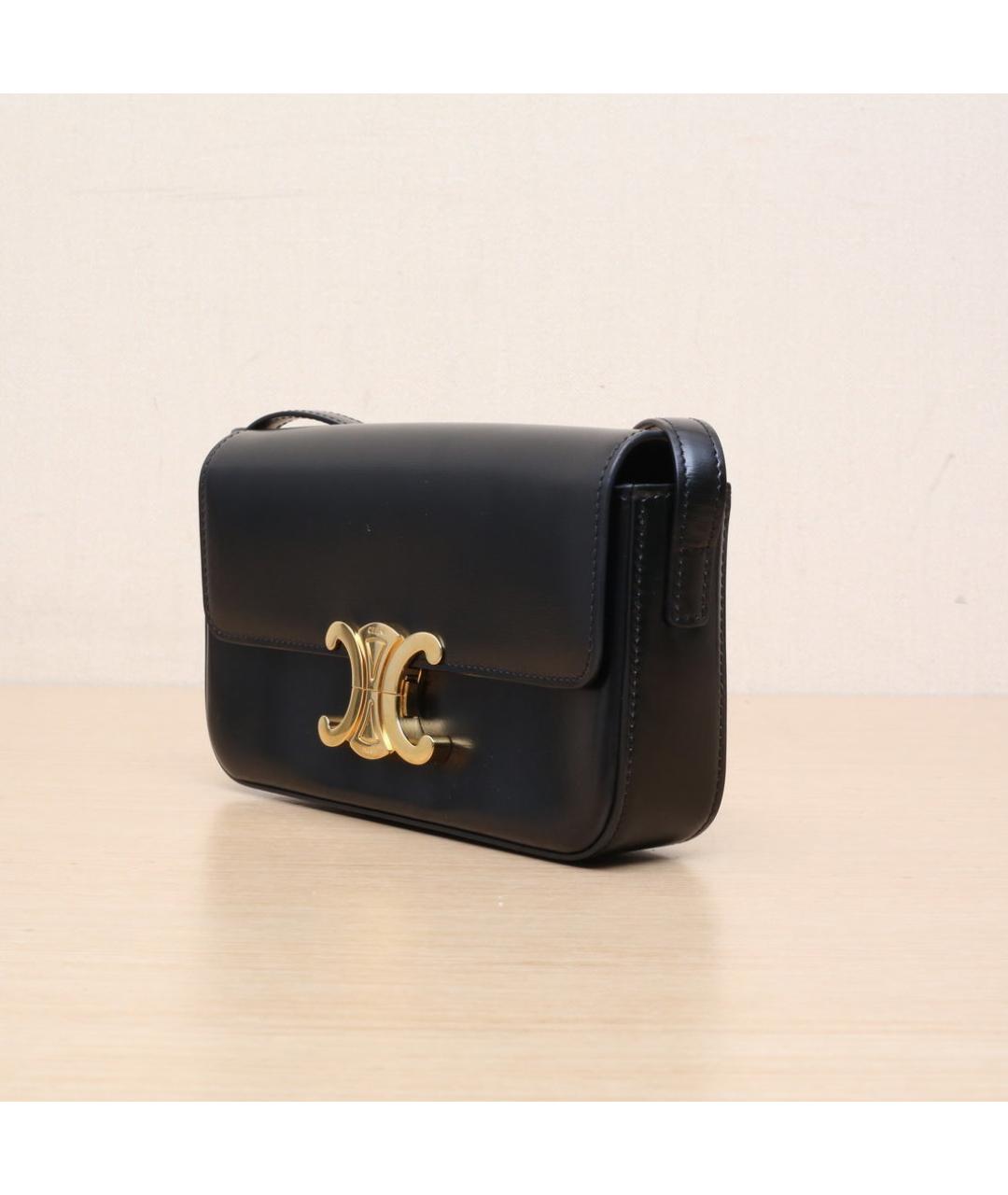 CELINE Черная кожаная сумка через плечо, фото 4