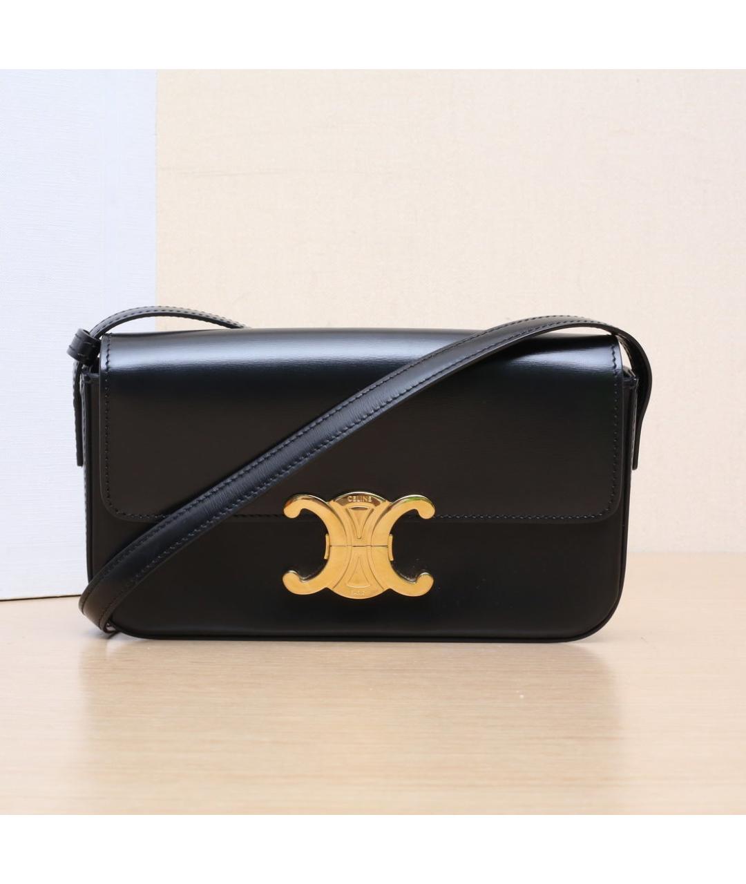 CELINE Черная кожаная сумка через плечо, фото 2