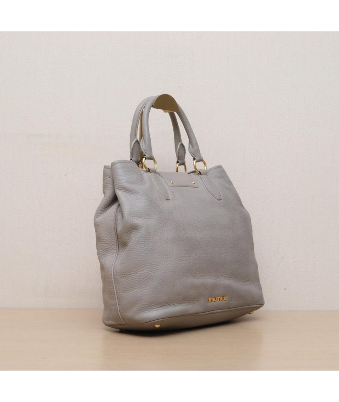MIU MIU Серая кожаная сумка через плечо, фото 6