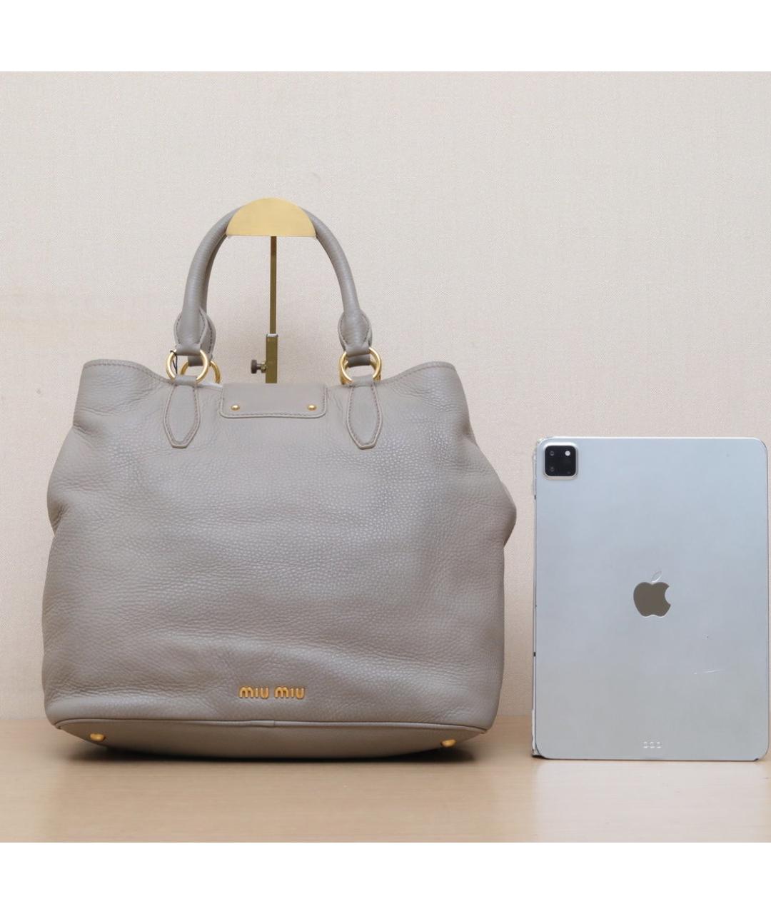MIU MIU Серая кожаная сумка через плечо, фото 7