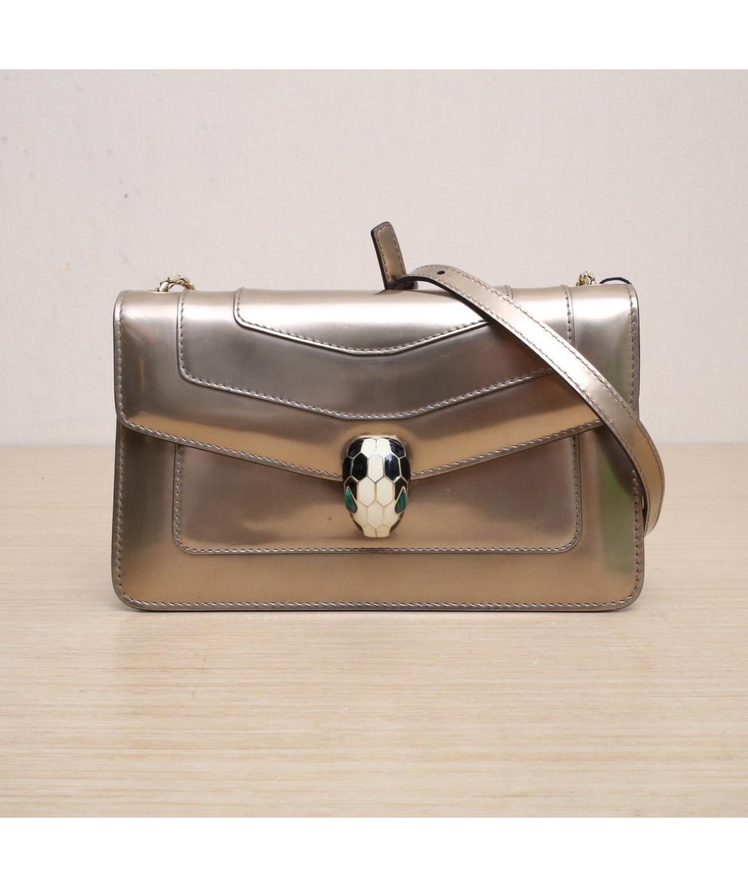 BVLGARI Золотая кожаная сумка через плечо, фото 2