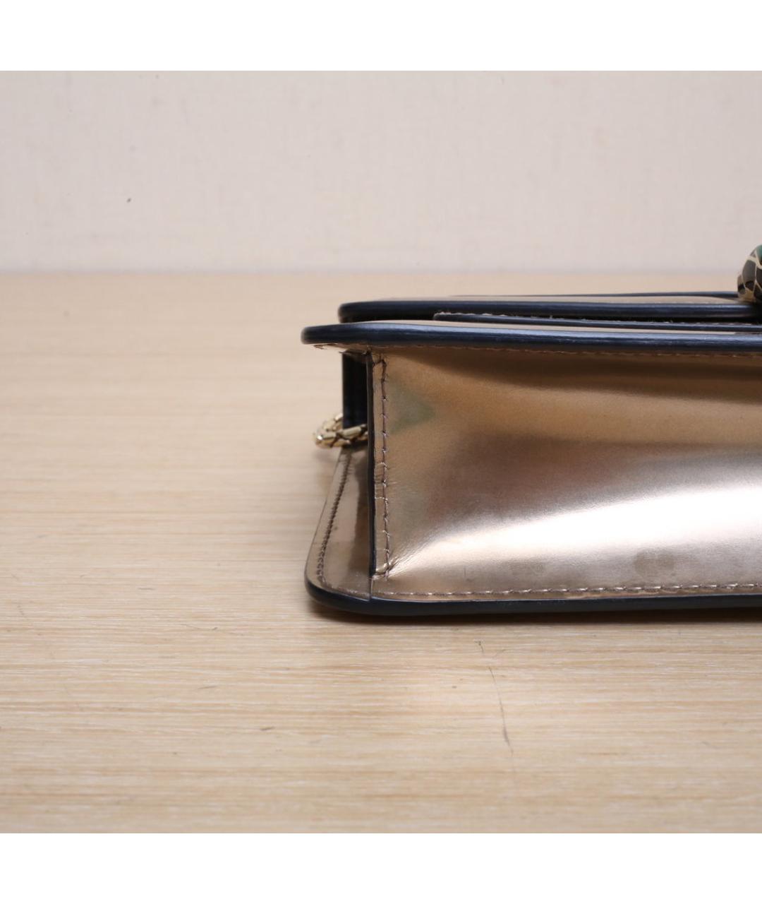 BVLGARI Золотая кожаная сумка через плечо, фото 9