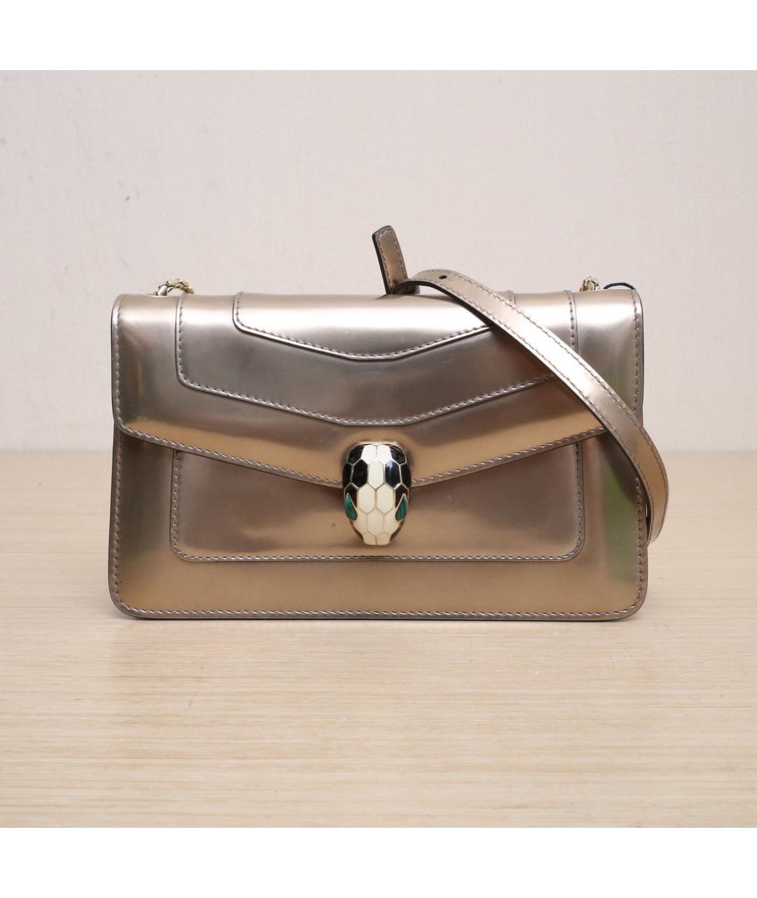 BVLGARI Золотая кожаная сумка через плечо, фото 3