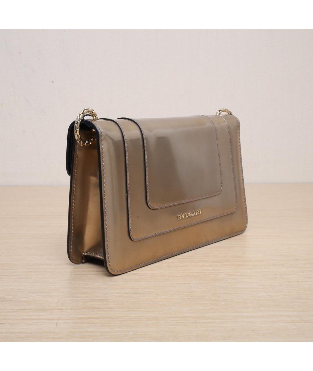BVLGARI Золотая кожаная сумка через плечо, фото 6