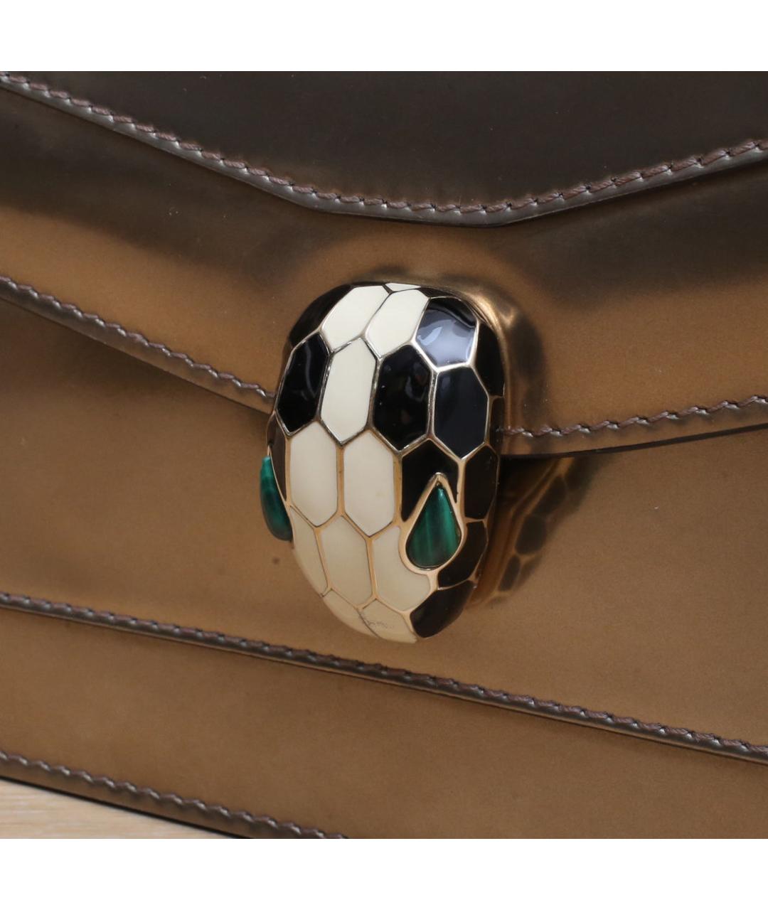 BVLGARI Золотая кожаная сумка через плечо, фото 8