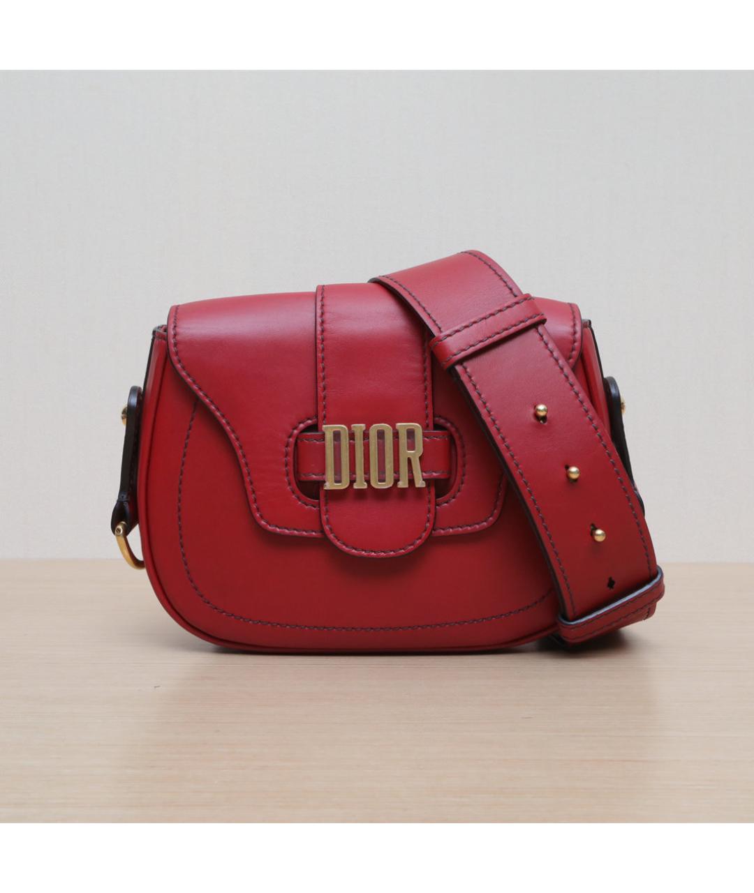 CHRISTIAN DIOR Красная кожаная сумка через плечо, фото 3