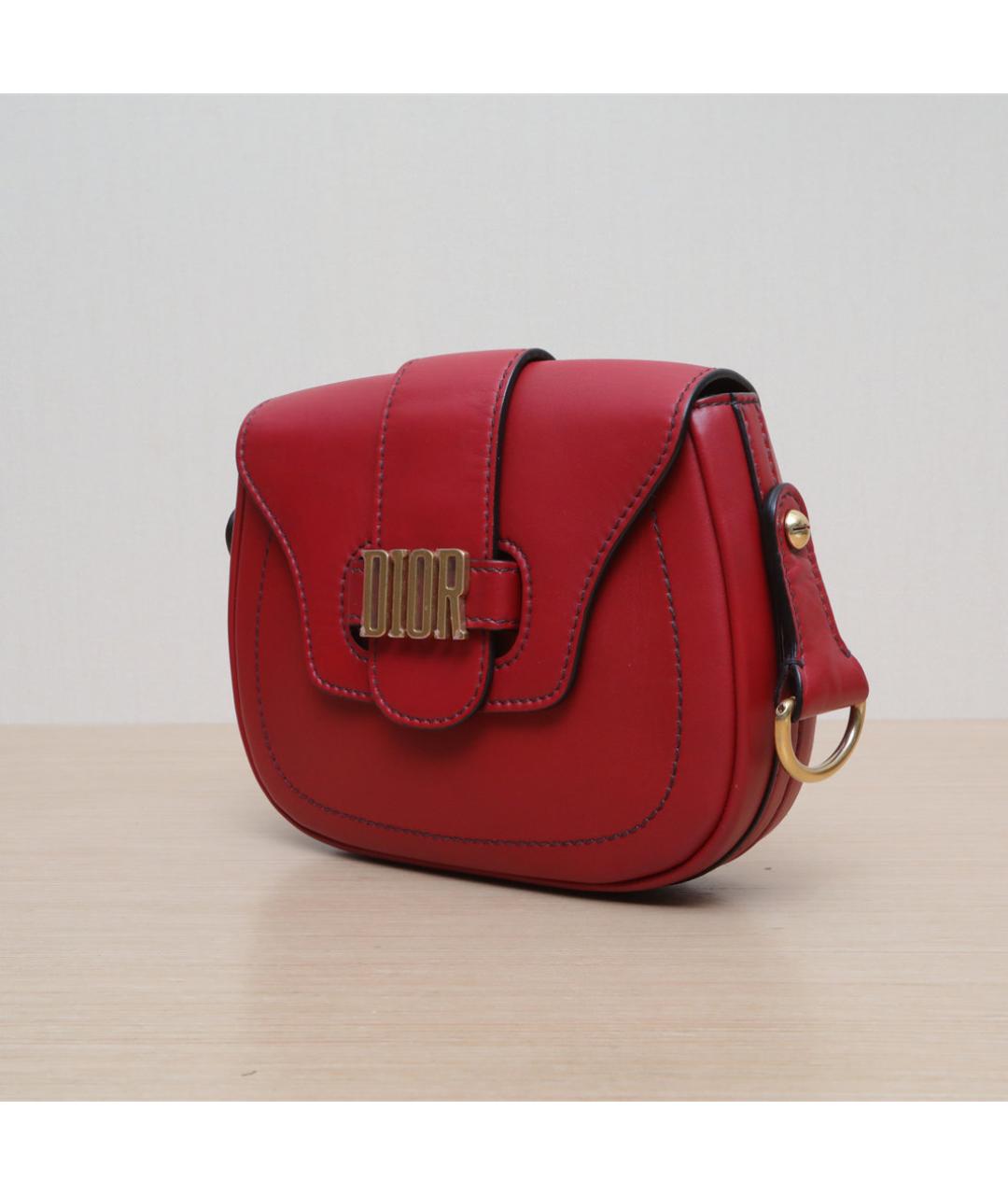 CHRISTIAN DIOR Красная кожаная сумка через плечо, фото 4