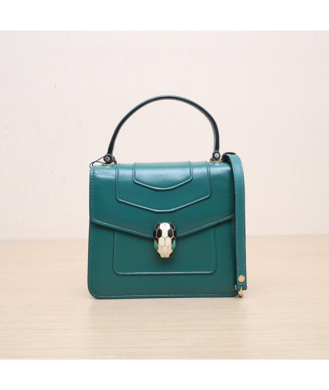 BVLGARI Зеленая кожаная сумка через плечо, фото 3