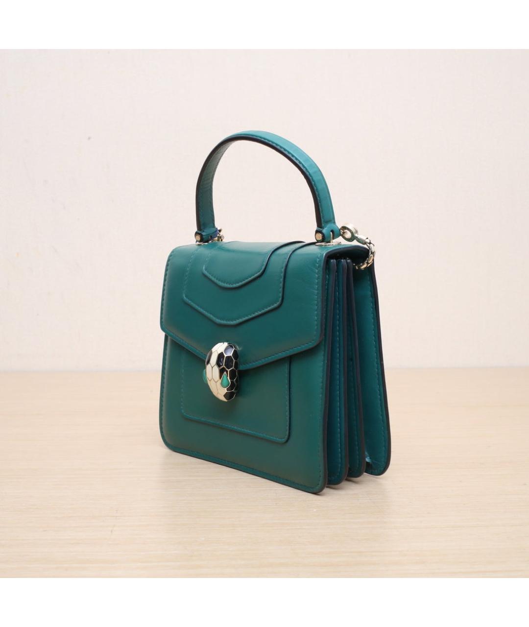 BVLGARI Зеленая кожаная сумка через плечо, фото 4