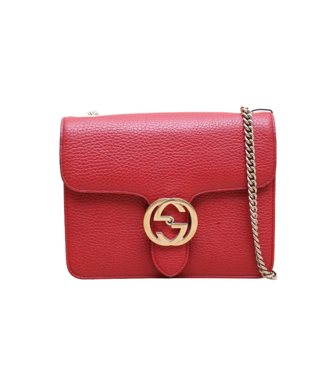 GUCCI Красная кожаная сумка через плечо, фото 1