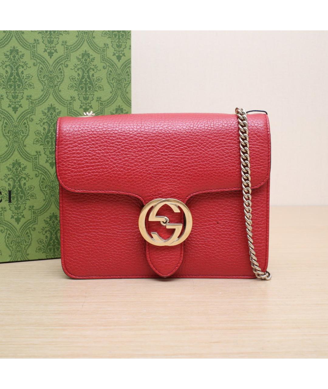 GUCCI Красная кожаная сумка через плечо, фото 2