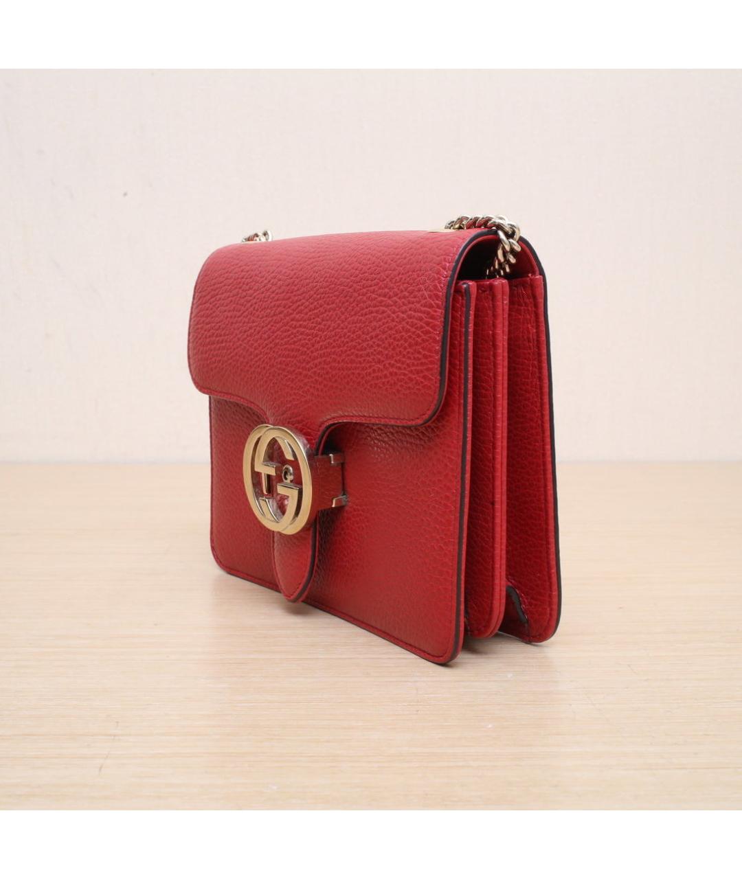 GUCCI Красная кожаная сумка через плечо, фото 4