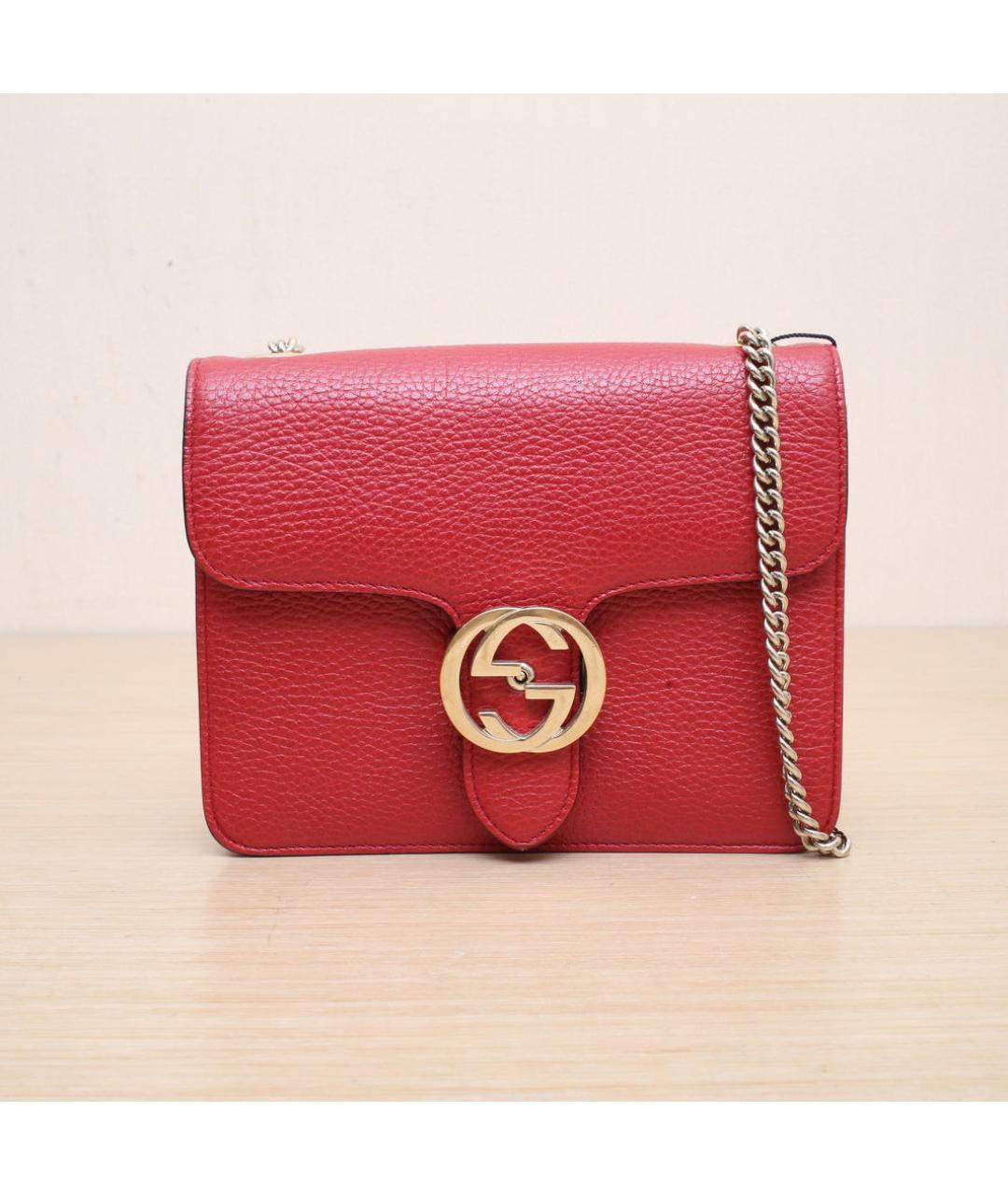 GUCCI Красная кожаная сумка через плечо, фото 3