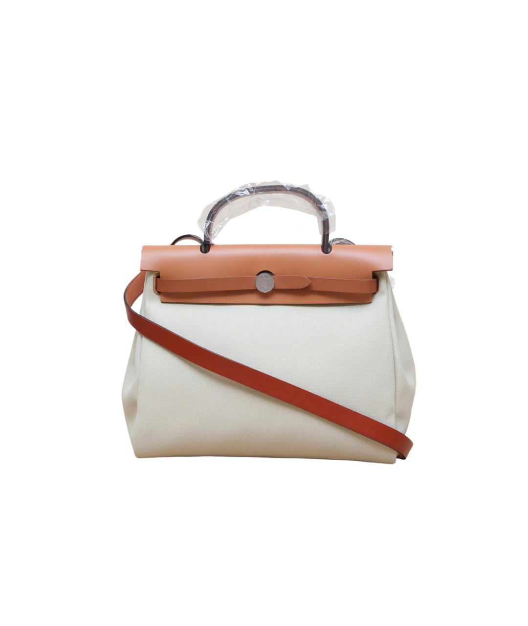 HERMES Бежевая тканевая сумка через плечо, фото 1