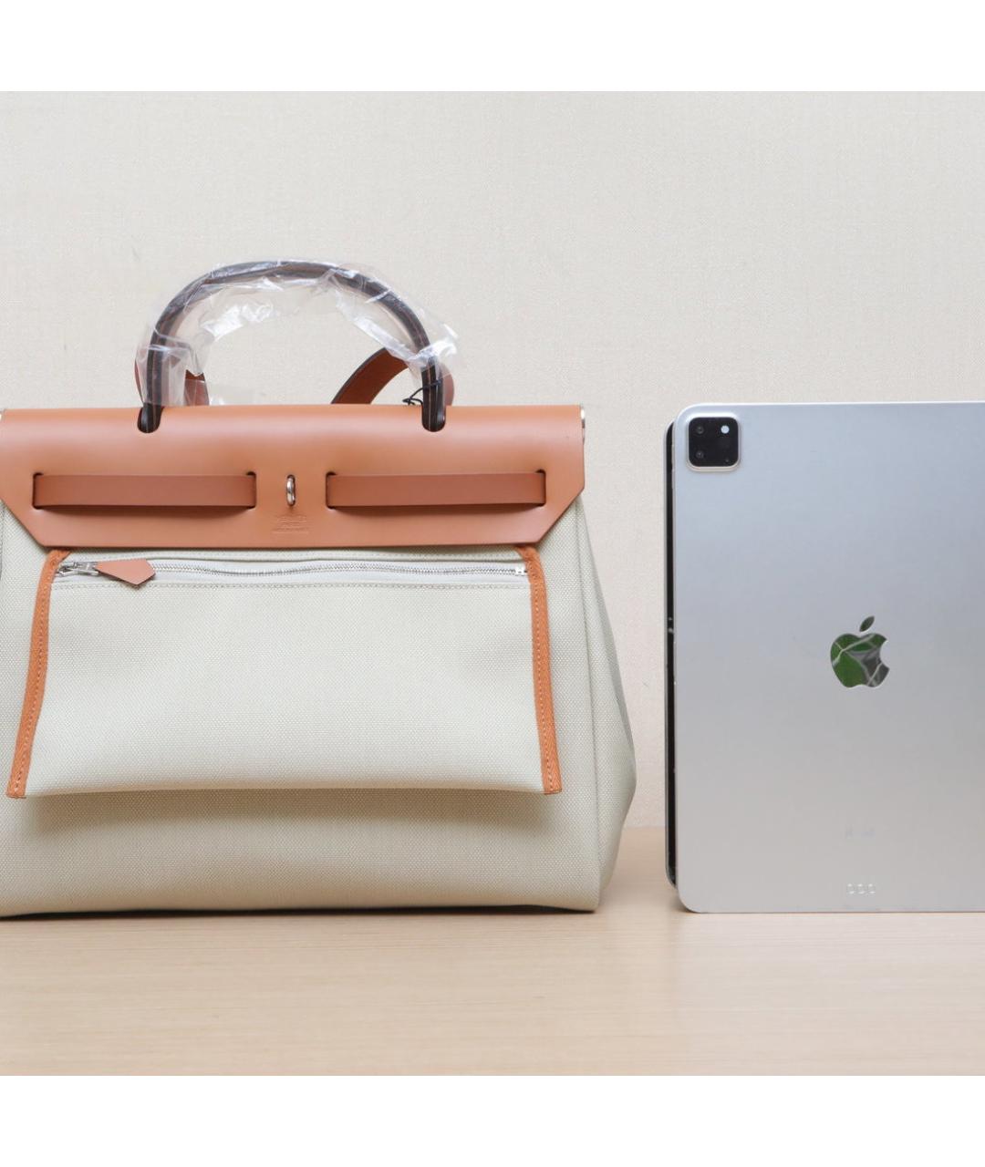 HERMES Бежевая тканевая сумка через плечо, фото 7