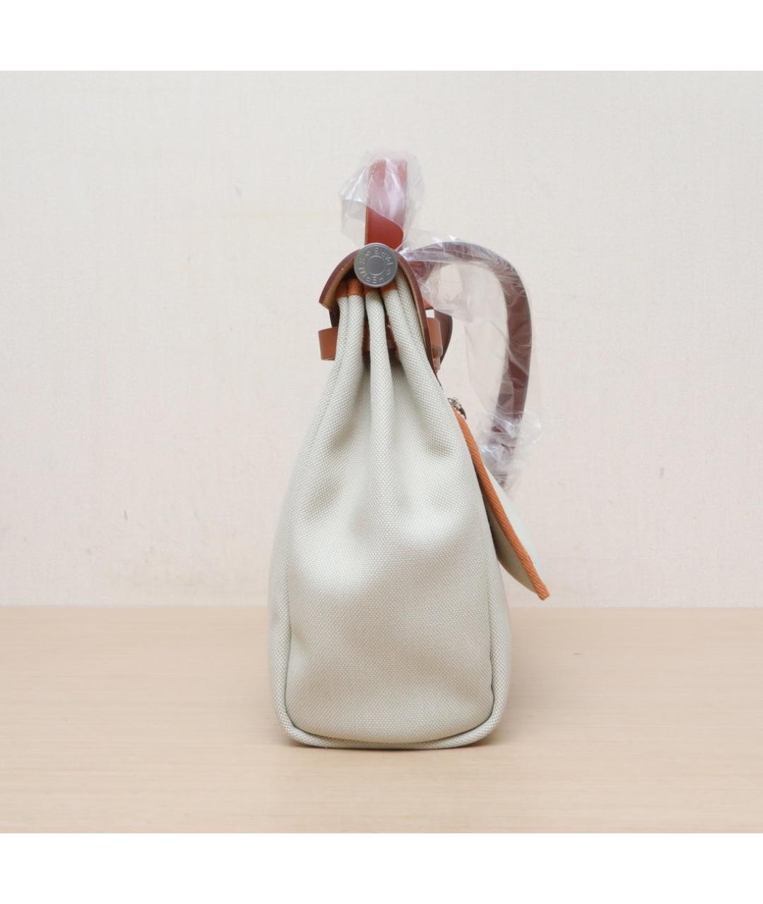 HERMES Бежевая тканевая сумка через плечо, фото 5