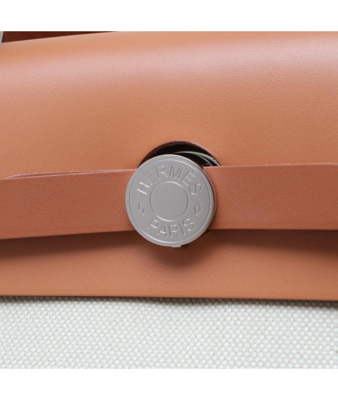 HERMES Бежевая тканевая сумка через плечо, фото 8