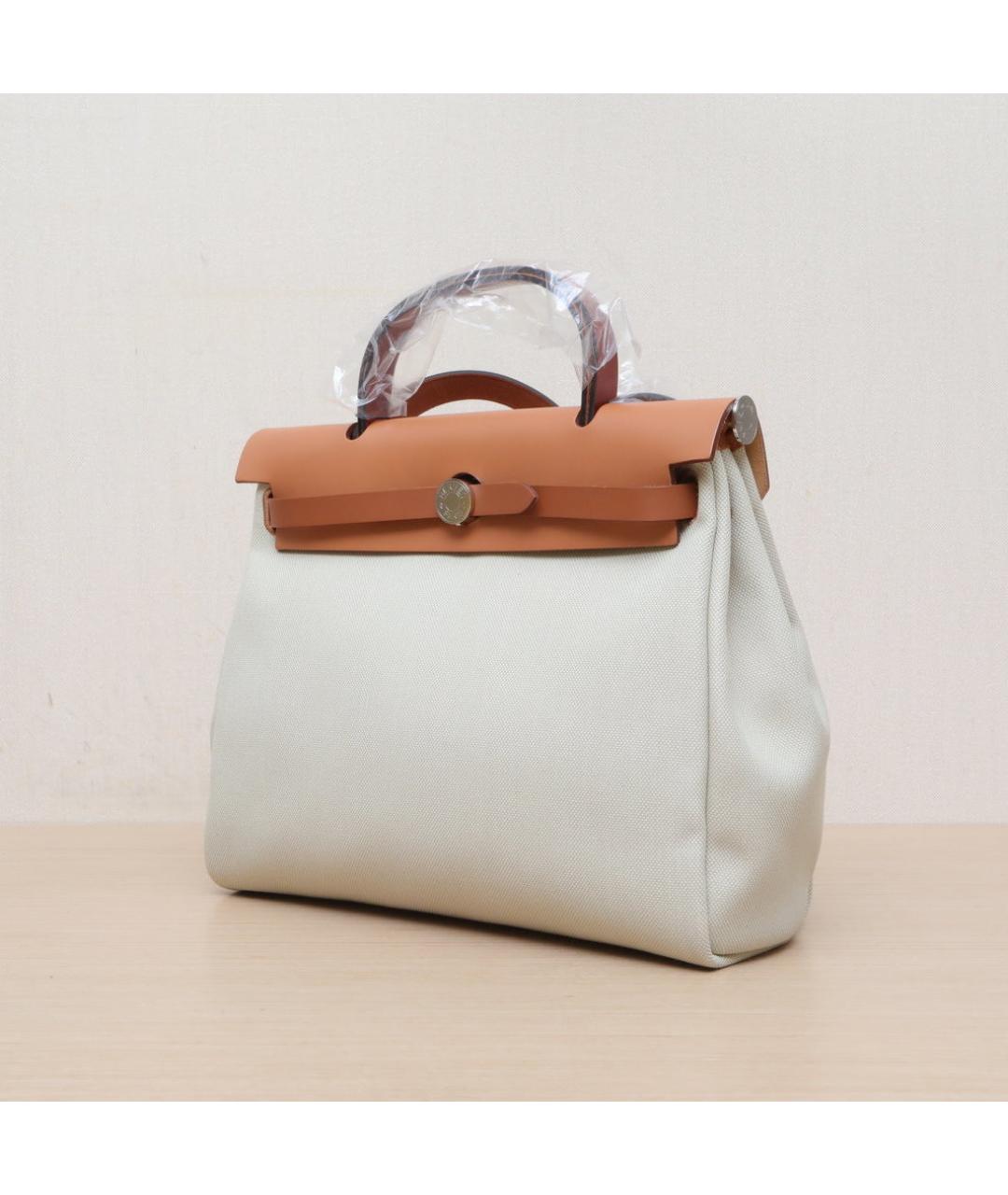 HERMES Бежевая тканевая сумка через плечо, фото 4