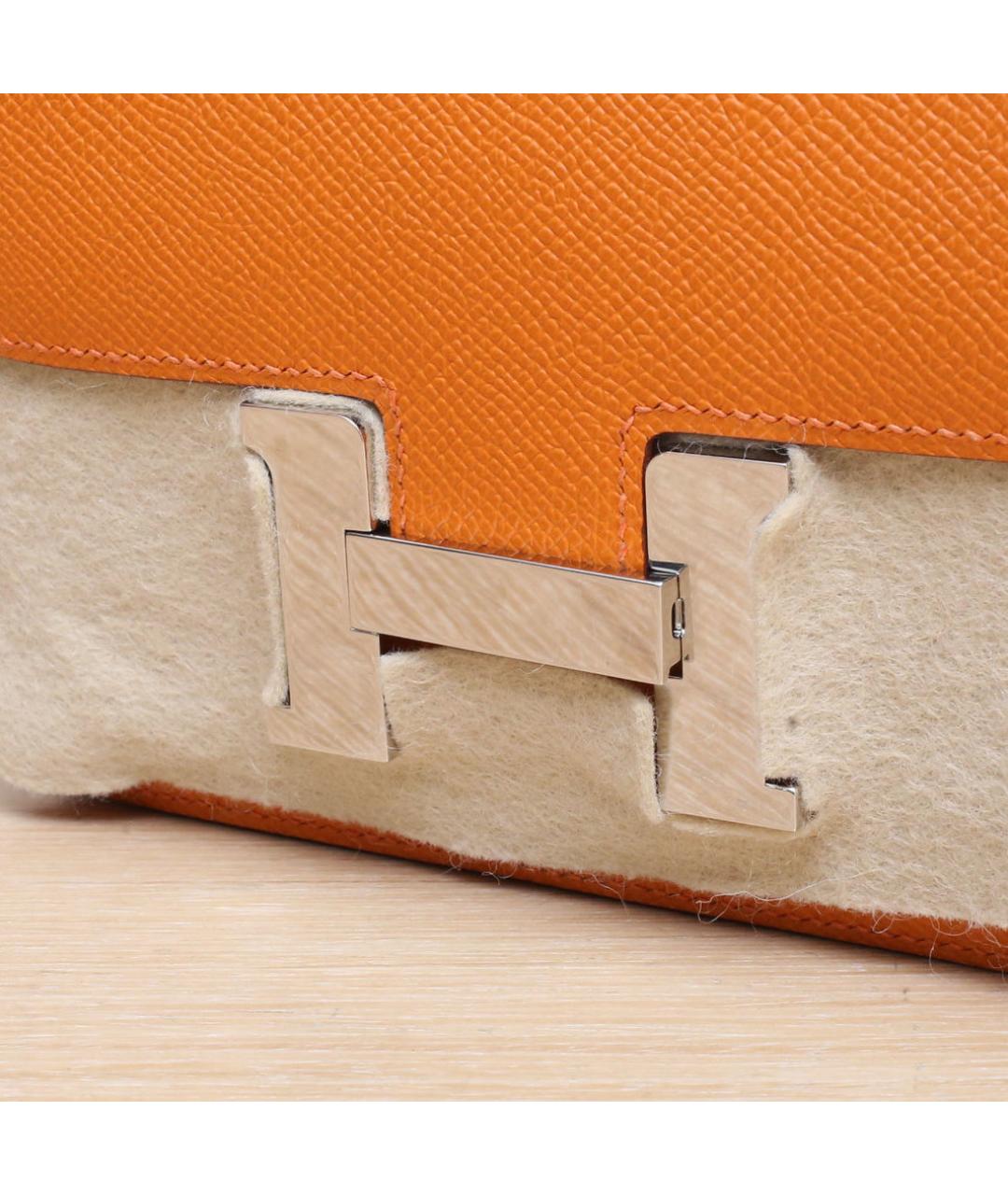HERMES Оранжевая кожаная сумка через плечо, фото 8