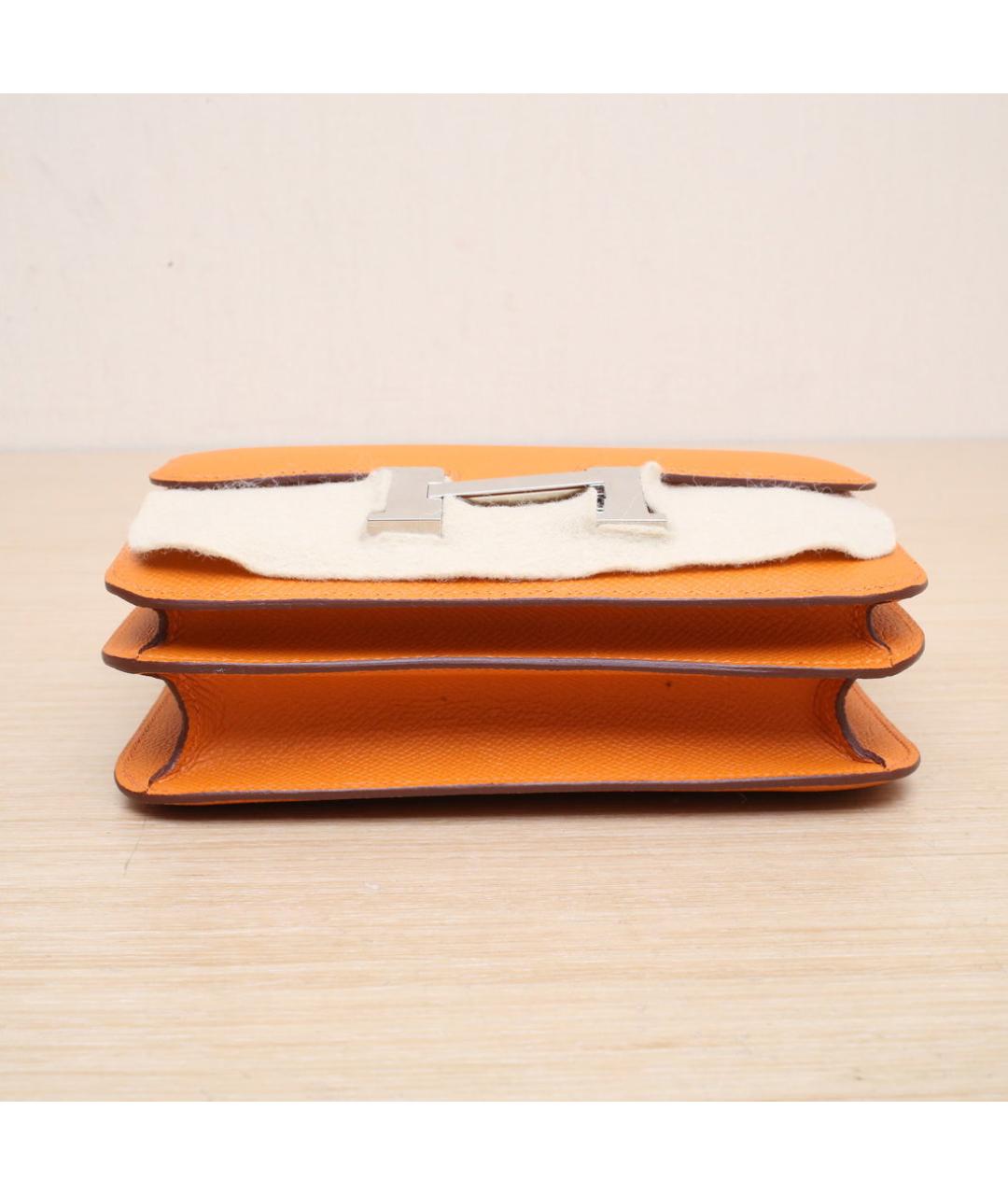 HERMES Оранжевая кожаная сумка через плечо, фото 9