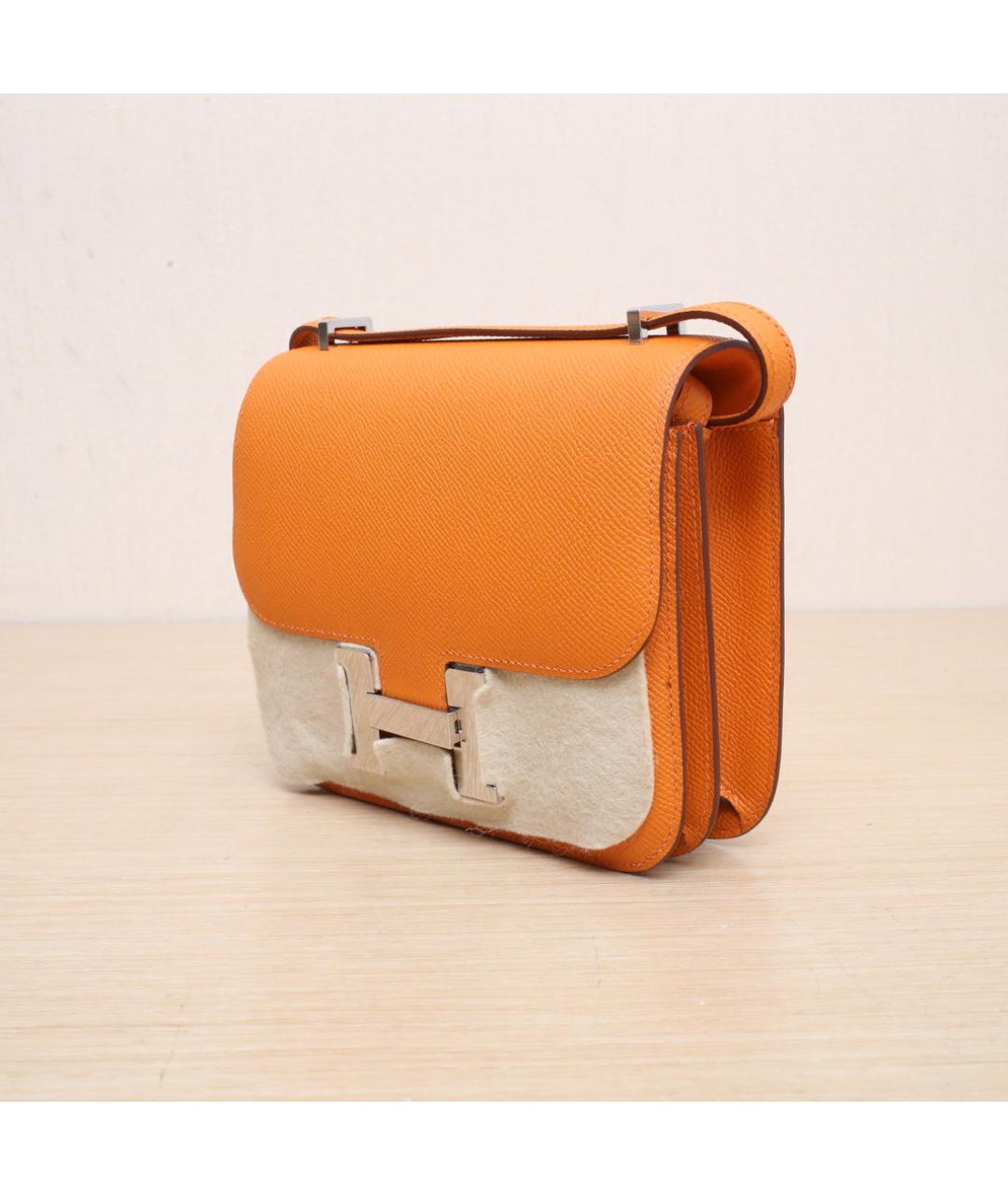 HERMES Оранжевая кожаная сумка через плечо, фото 4