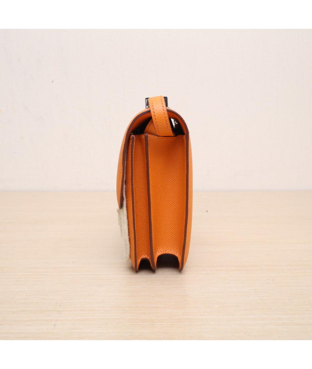 HERMES Оранжевая кожаная сумка через плечо, фото 5