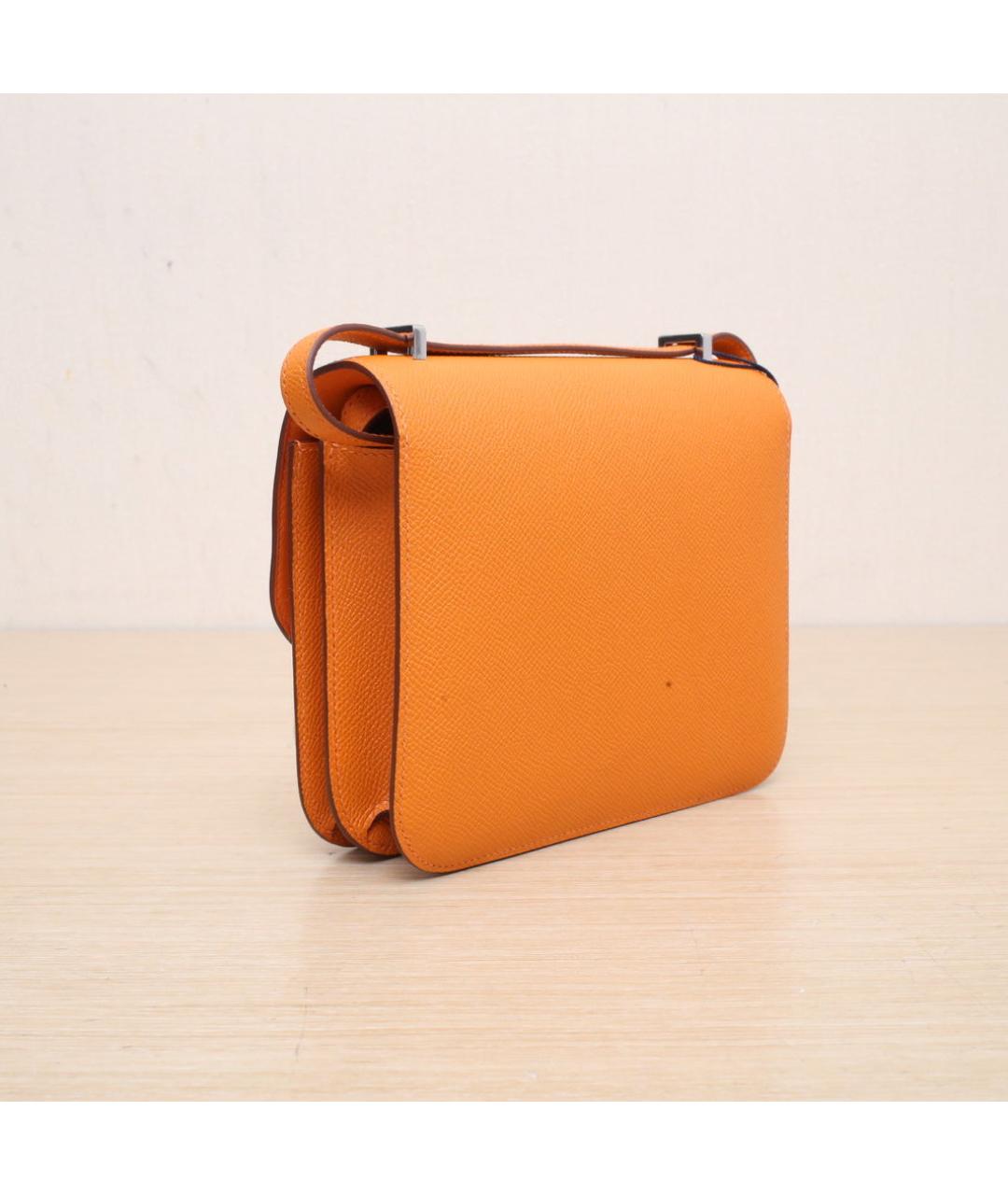HERMES Оранжевая кожаная сумка через плечо, фото 6
