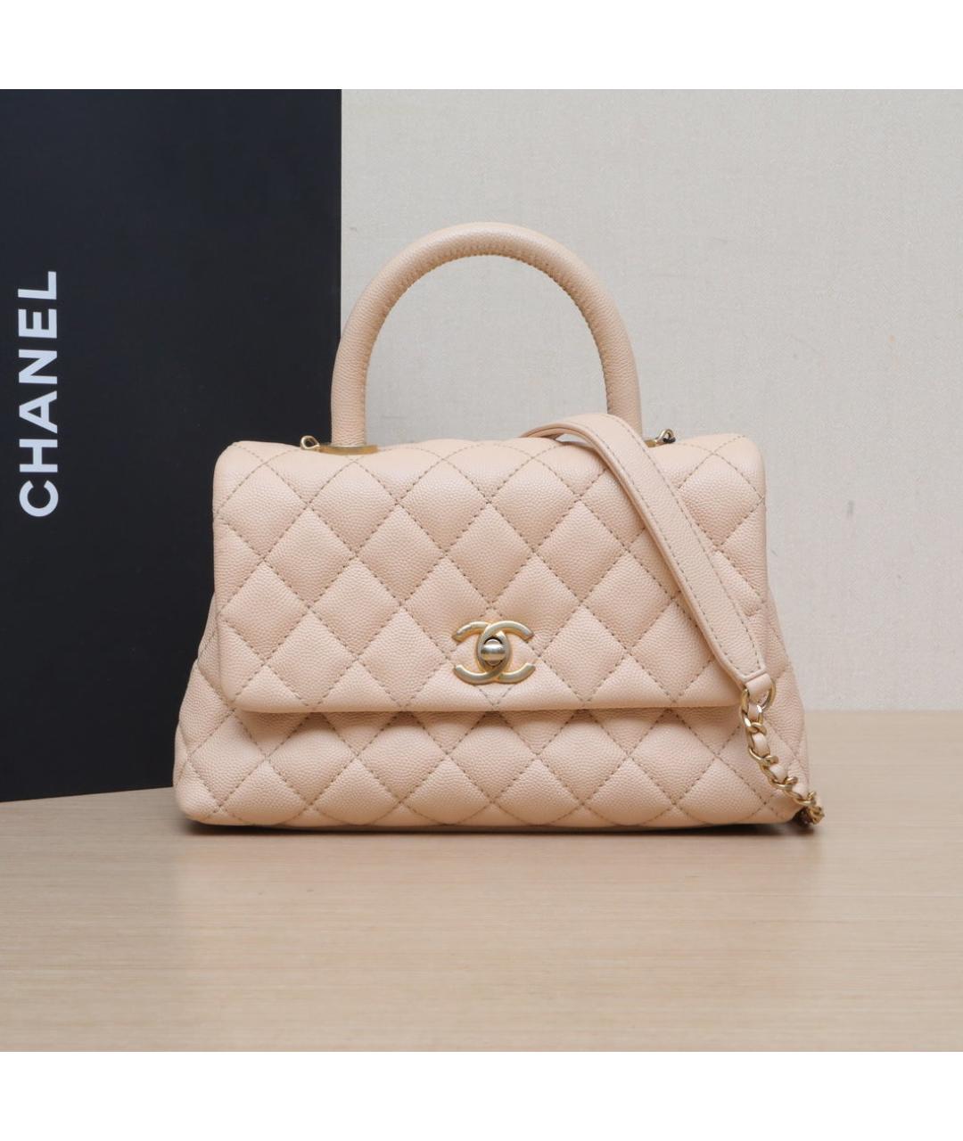 CHANEL Бежевая кожаная сумка через плечо, фото 2