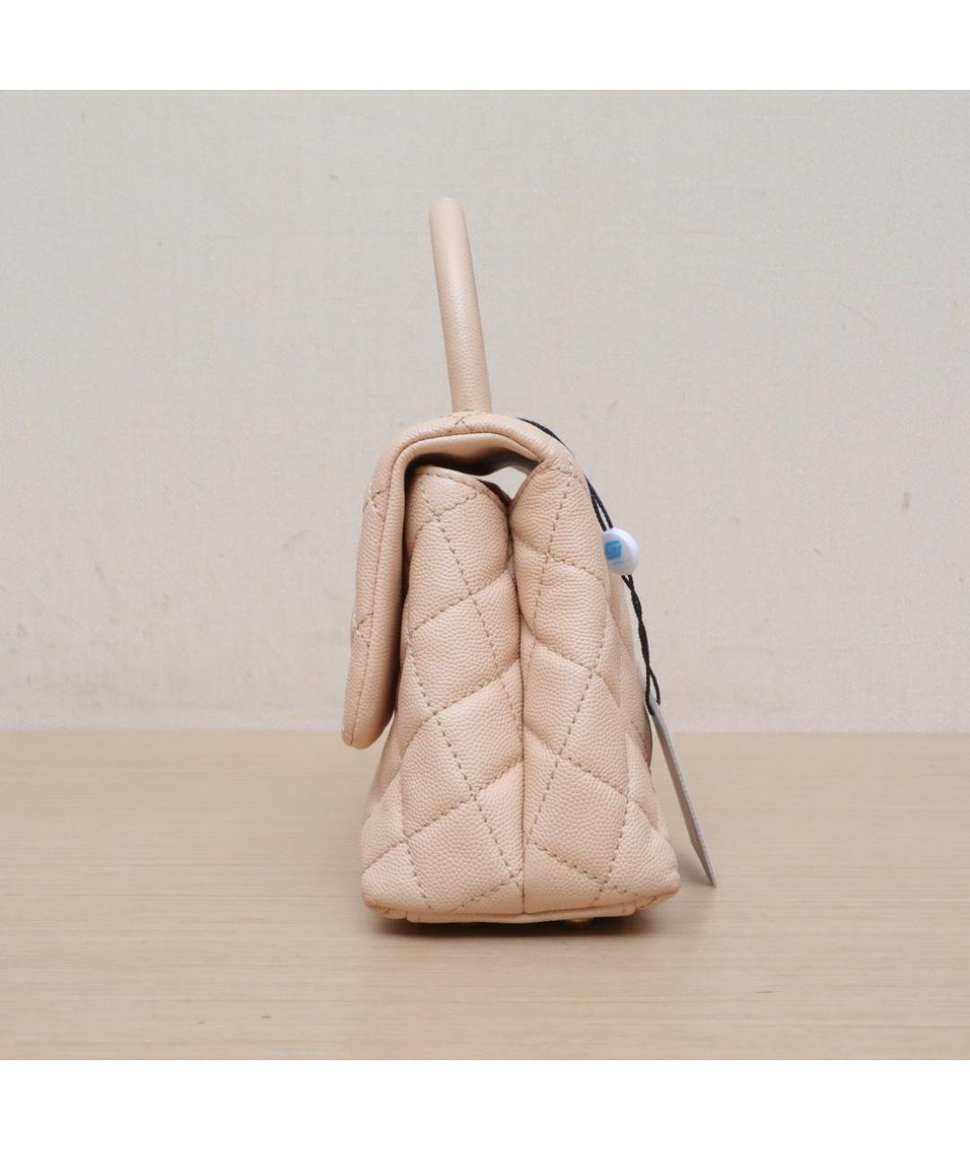 CHANEL Бежевая кожаная сумка через плечо, фото 5