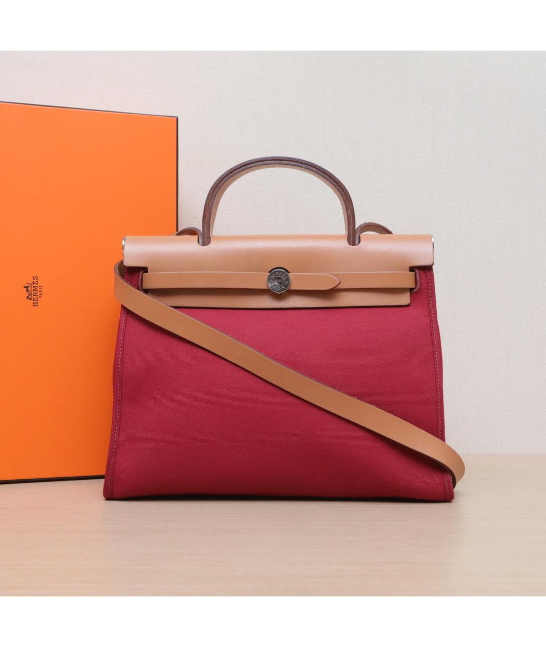 HERMES Красная тканевая сумка через плечо, фото 2