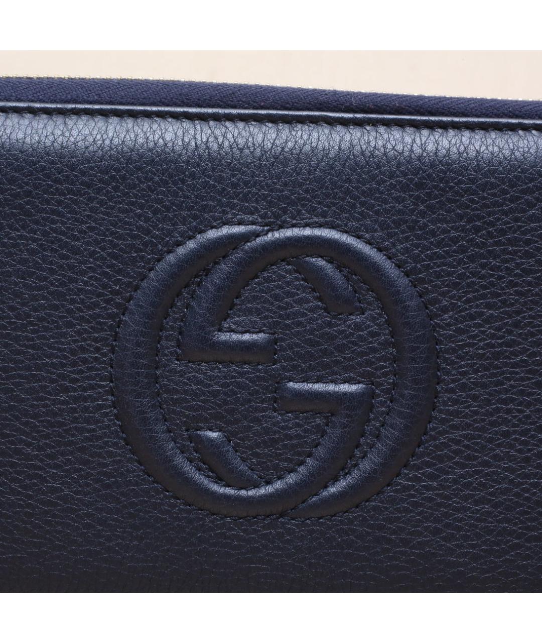 GUCCI Темно-синий кожаный кошелек, фото 8