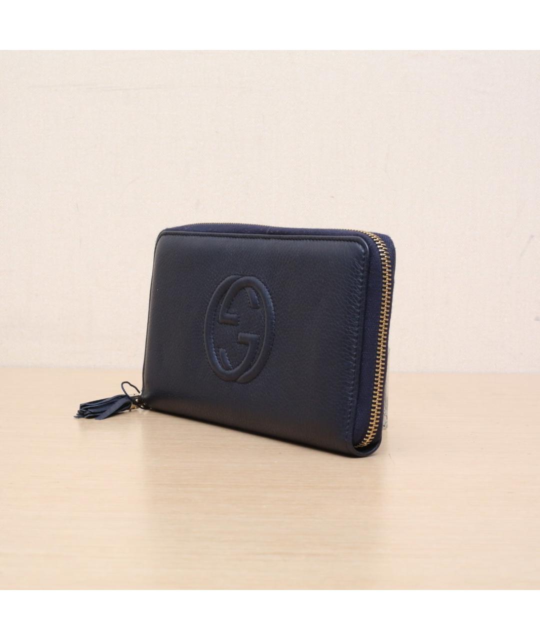 GUCCI Темно-синий кожаный кошелек, фото 4