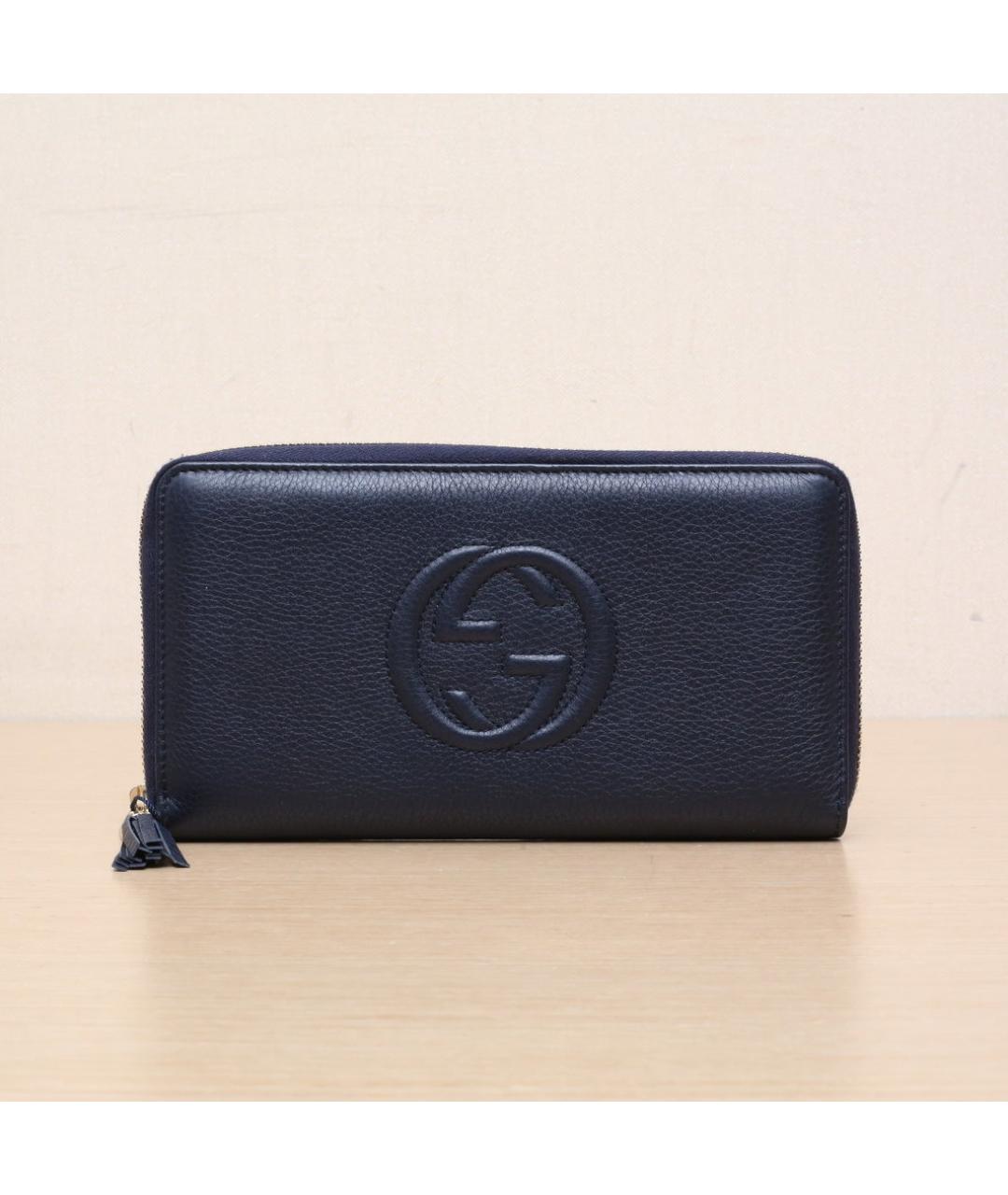 GUCCI Темно-синий кожаный кошелек, фото 3