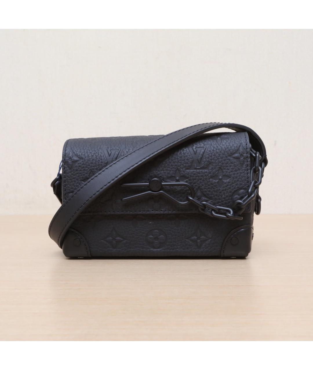 LOUIS VUITTON Черная кожаная сумка через плечо, фото 3