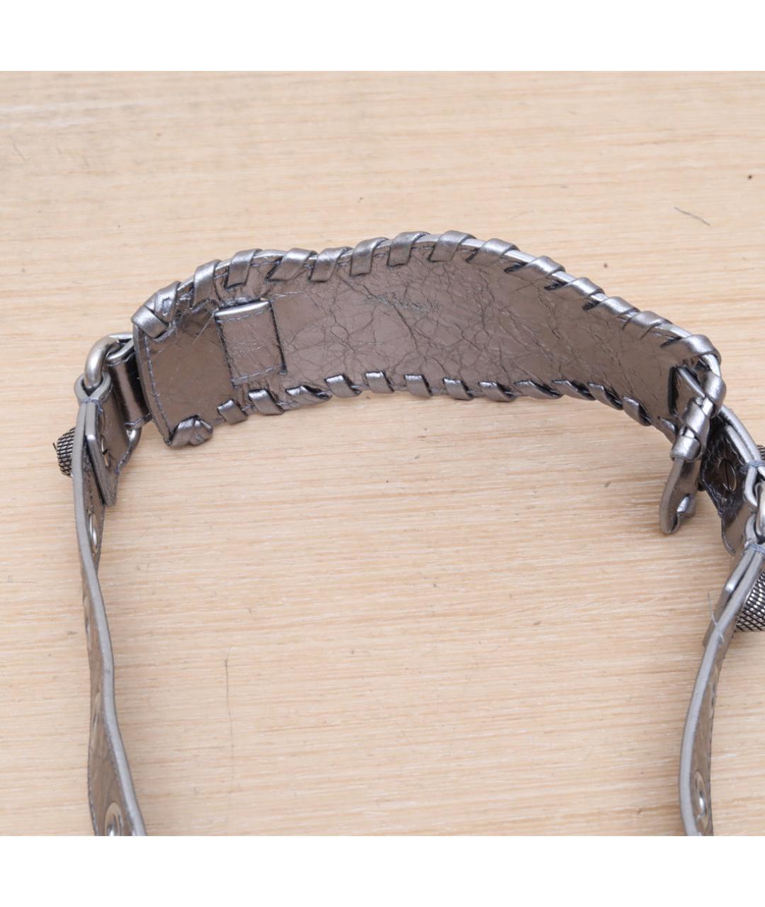 BALENCIAGA Серебряная кожаная сумка через плечо, фото 9