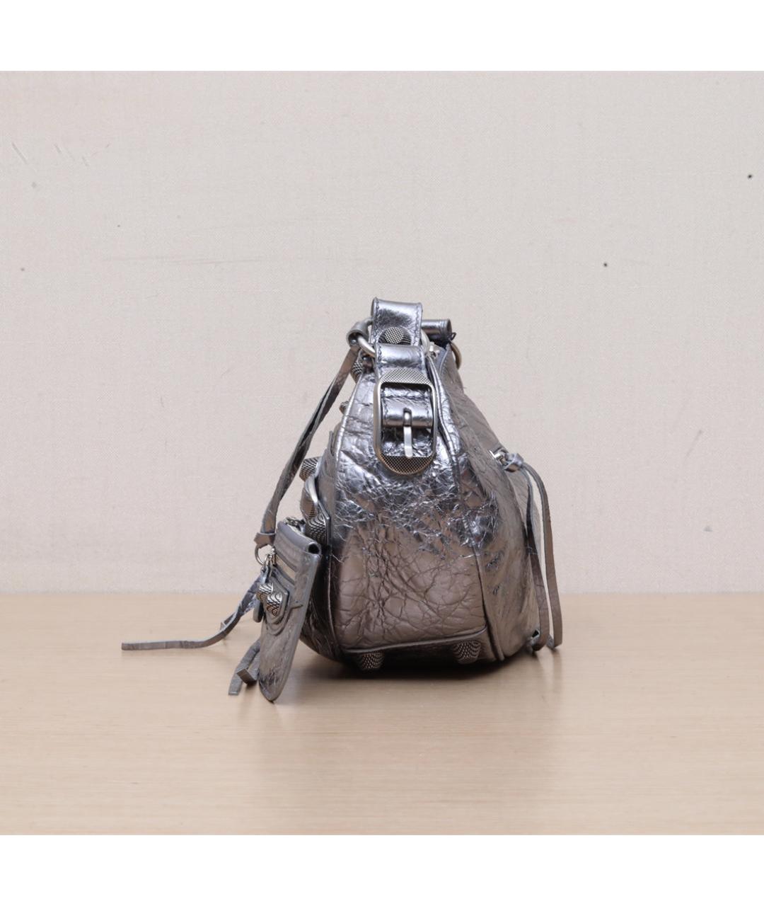 BALENCIAGA Серебряная кожаная сумка через плечо, фото 5