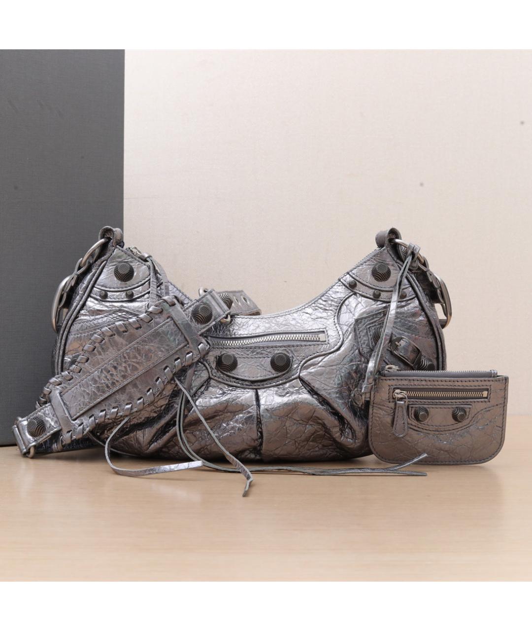 BALENCIAGA Серебряная кожаная сумка через плечо, фото 2