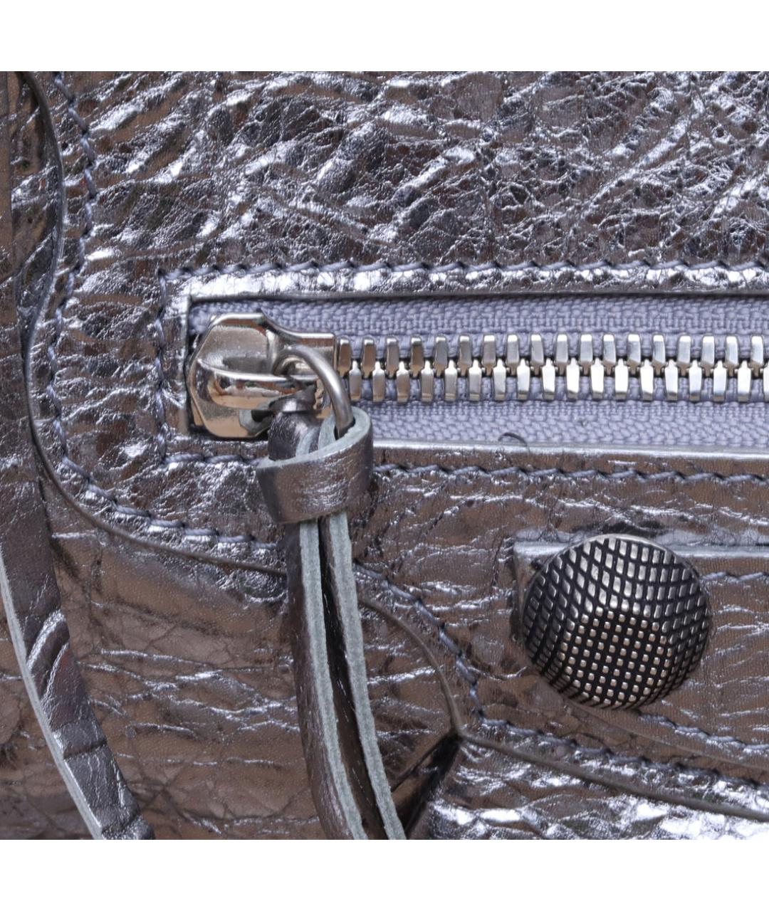 BALENCIAGA Серебряная кожаная сумка через плечо, фото 8