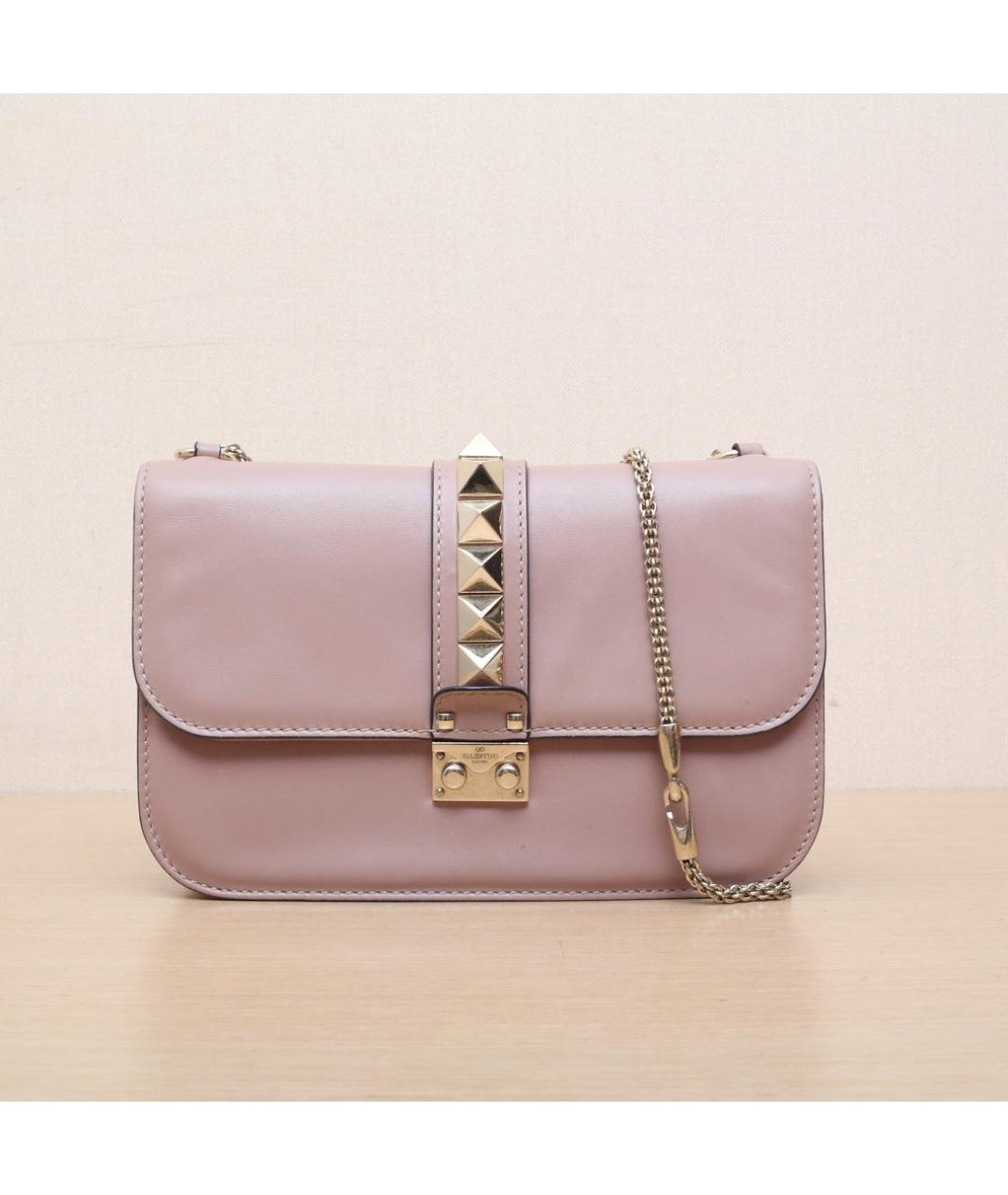 VALENTINO Розовая кожаная сумка через плечо, фото 2