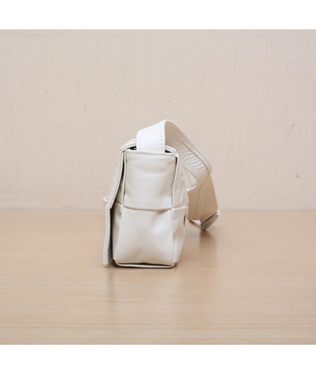 BOTTEGA VENETA Белая кожаная сумка через плечо, фото 5