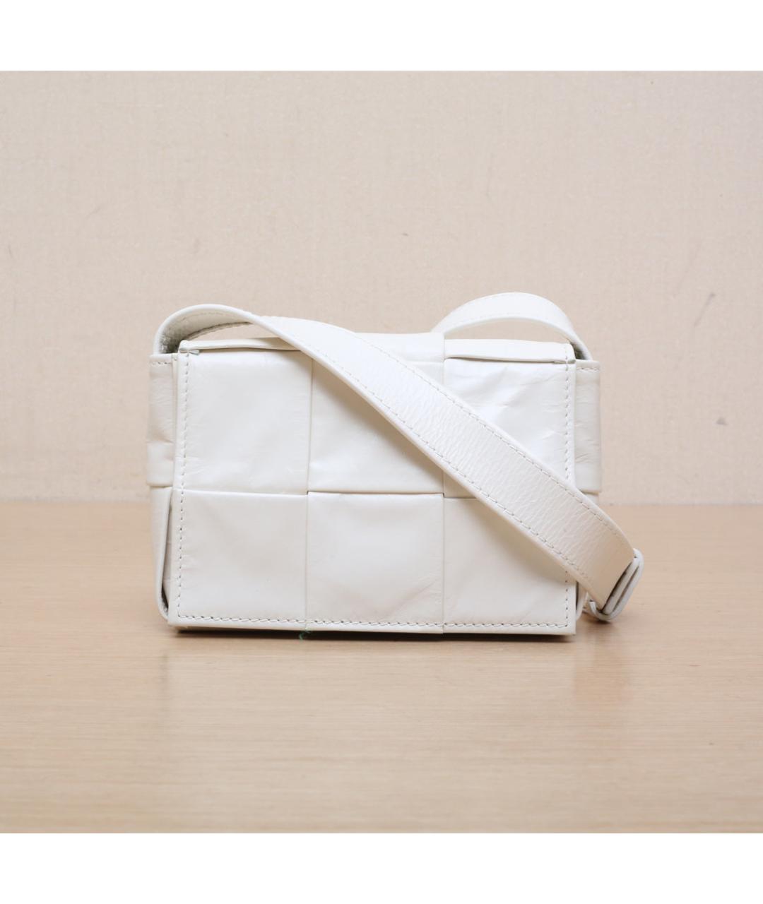 BOTTEGA VENETA Белая кожаная сумка через плечо, фото 3