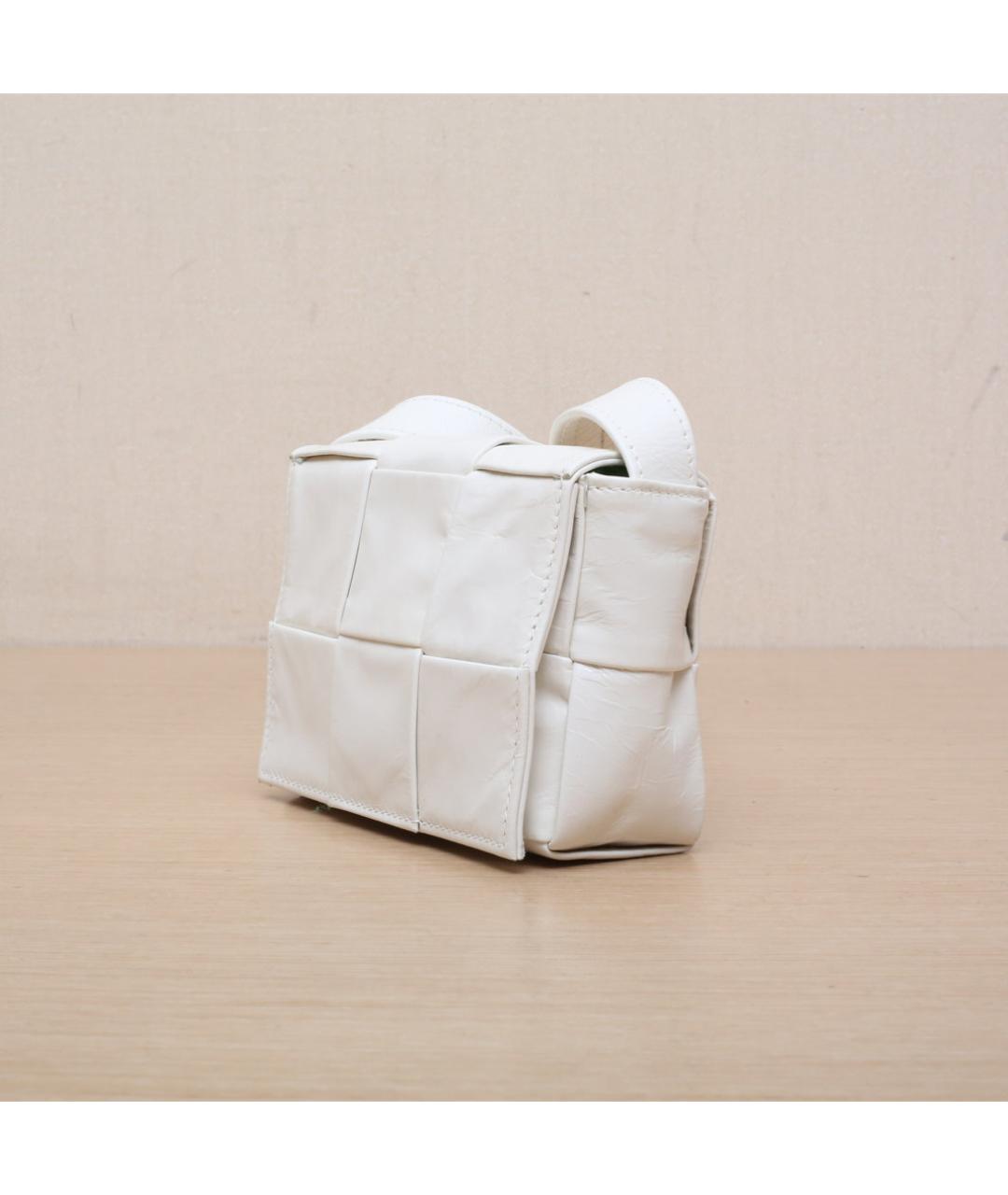 BOTTEGA VENETA Белая кожаная сумка через плечо, фото 4