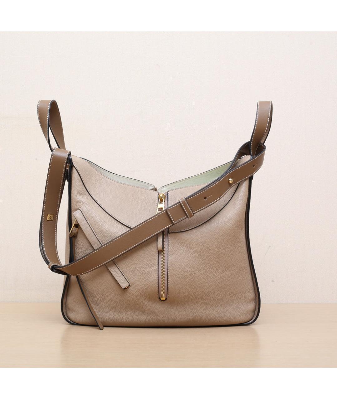 LOEWE Бежевая кожаная сумка через плечо, фото 3