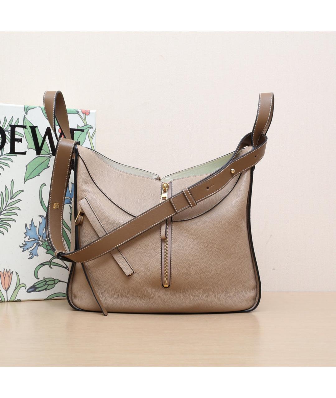 LOEWE Бежевая кожаная сумка через плечо, фото 2