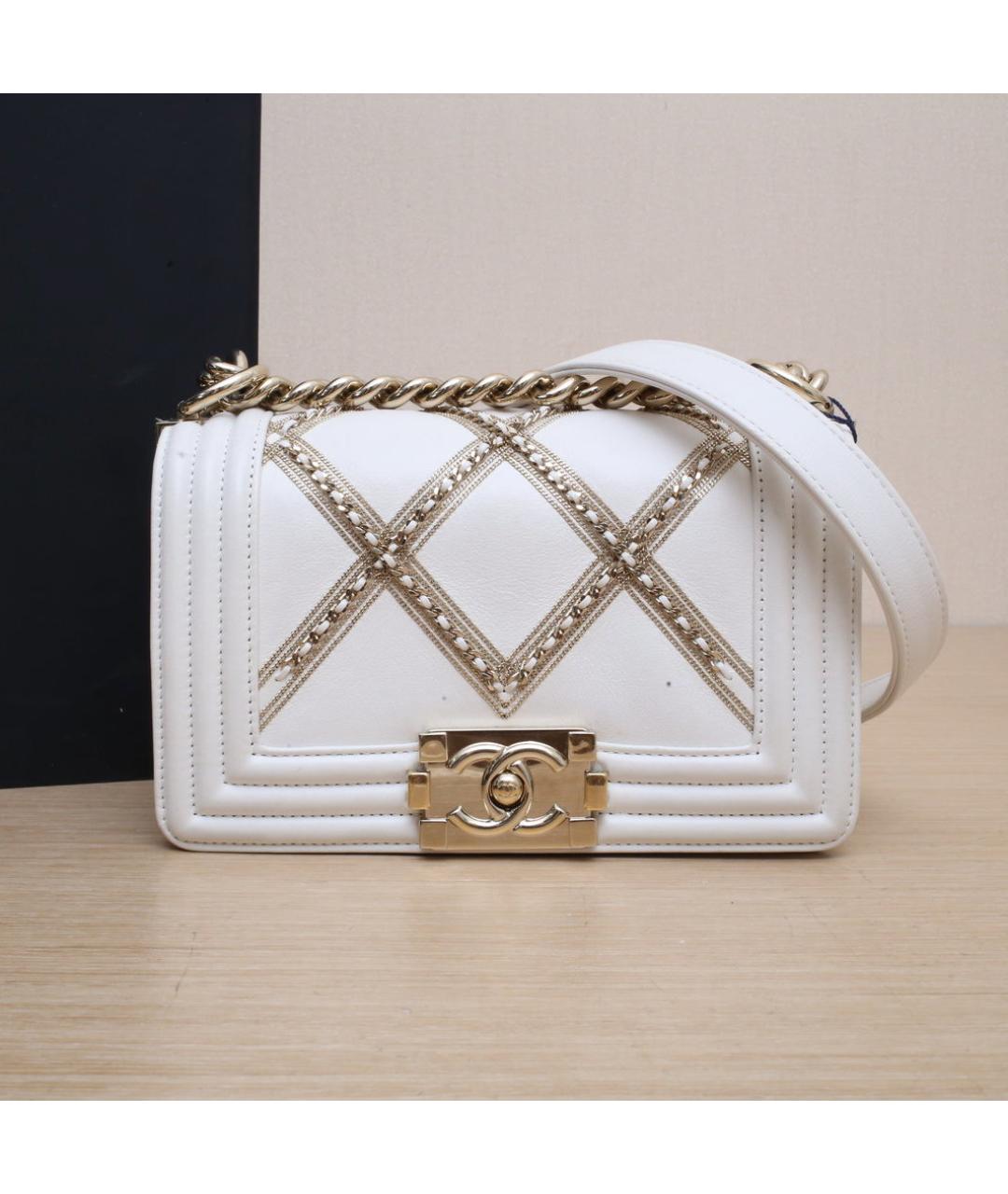 CHANEL Белая кожаная сумка через плечо, фото 2