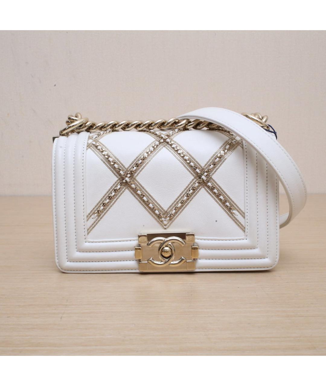 CHANEL Белая кожаная сумка через плечо, фото 3