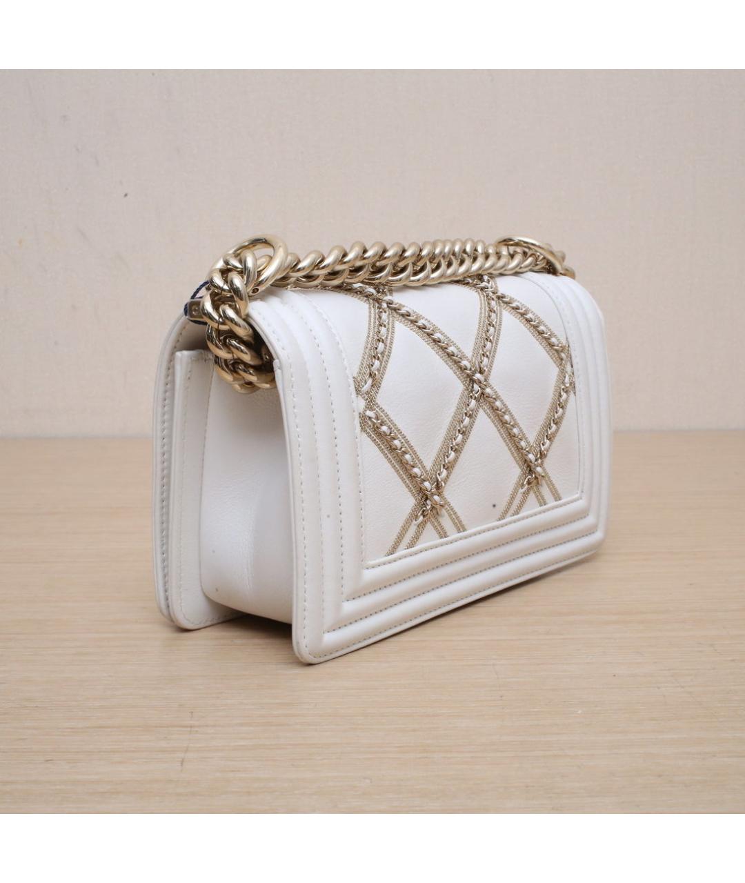 CHANEL Белая кожаная сумка через плечо, фото 6